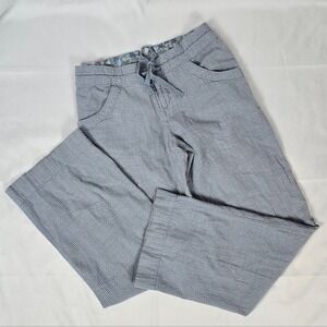 Lux Light Blue Striped Flare Pants Drawstring Waist Size 7 28"